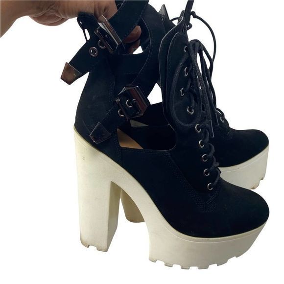 Wild Diva 15cm Super High Heel‎ Platform Motorcycle Sandal Buckle Open Toe Shoes - Picture 5 of 5